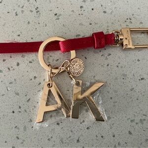 Anne Klein Handbag  Keychain ~Hang Tag~  Gold Tone Metal ~ Red Strap ~Charm